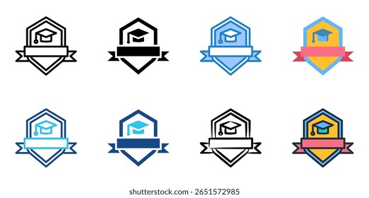 Ícone do Logotipo da Escola definir coleção de vários estilos 
