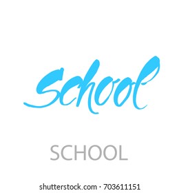 ESCUELA. Afiche de la etiqueta con el logotipo. Ilustración vectorial.