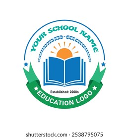 Design de vetor de logotipo da escola com um fundo branco