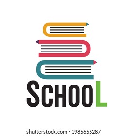 School logo vector illustration. school education design elements. school typography with books icon 
