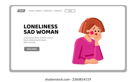 school loneliness sad woman vector. kid child, children breakfast, healthy nutrition school loneliness sad woman web flat cartoon illustration