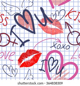 School love seamless pattern. Vector doodle illustration.