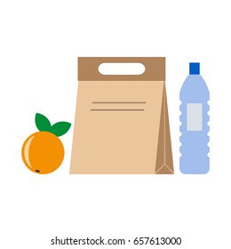 Almuerzo escolar para niños. Ilustración vectorial.