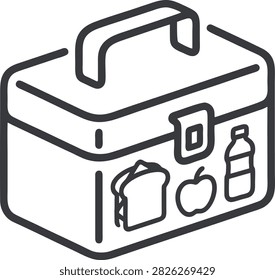 School lunch box with food items daily meal nutrition plan lunchbox sandwich nutrition education container illustration minimalist packaging prepared sustenance elementary