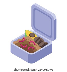 School lunch box icon isometric vector. Food cuisine. Dish french