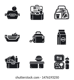 School lunch box icon set. Simple set of 9 school lunch box vector icons for web design isolated on white background