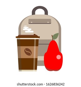 School lunch box. Kids school lunches icons in flat style. Vector flat design illustration.