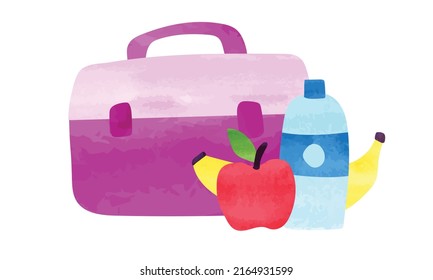 School lunch box watercolor