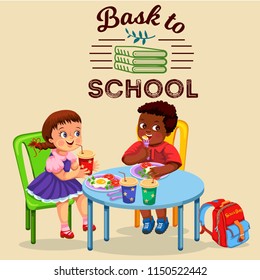 School lunch colorful poster