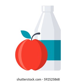School lunch icon with apple and bottle milk