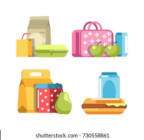 School lunch and meal boxes, breakfast food containers