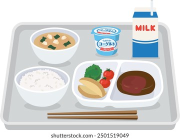 School lunch (rice and miso soup)

Written in Japanese as "smooth yogurt"