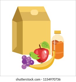 School lunch time poster Paper dinner food box