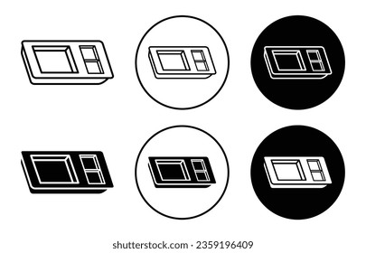 school Lunch tray icon set. cafeteria meal tray vector symbol in black filled and outlined style.