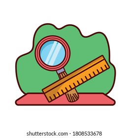 School lupe and ruler design, Education class lesson and knowledge theme Vector illustration