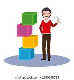 school man teacher cartoon