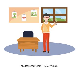 school man teacher cartoon