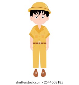 School man wearing uniform clothes cartoon design stock