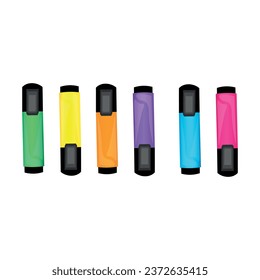 School markers on white background