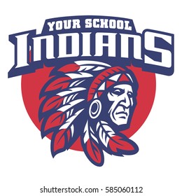 School mascot of indian chief head
