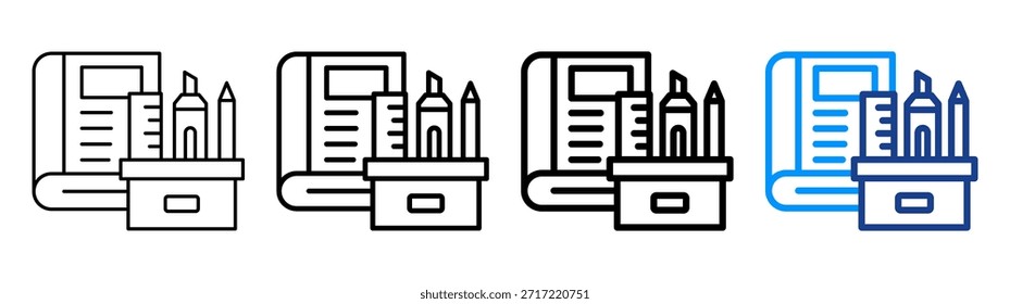School Material Icon Different Outline Collection Set