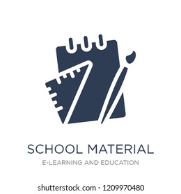 School material icon. Trendy flat vector School material icon on white background from E-learning and education collection, vector illustration can be use for web and mobile, eps10