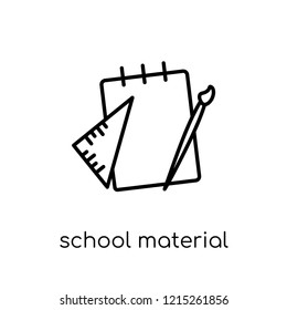 School material icon. Trendy modern flat linear vector School material icon on white background from thin line E-learning and education collection, editable outline stroke vector illustration