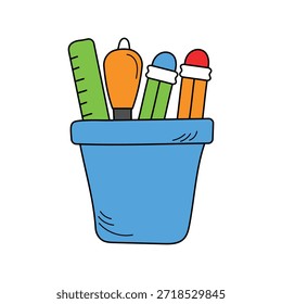 Icono de material escolar con fondo blanco Ilustración de stock de Vector