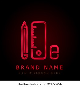 School material red chromium metallic logo