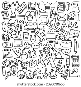 School Materials Doodle Icon Set