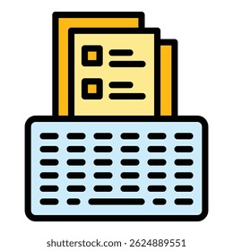 School materials icon. Outline School materials vector icon for web design isolated on white background color flat