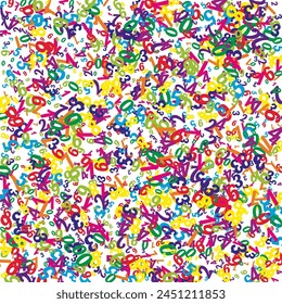 School math notebook cover. Colorful childish numbers  floating in the air. Back to school mathematics banner on white background. Falling numbers vector illustration.