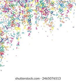 Cubierta de cuaderno de matemáticas escolar. Números infantiles coloridos flotando en el aire. Anuncio de matemáticas de vuelta a la escuela sobre fondo blanco. Ilustración vectorial de números en caída.