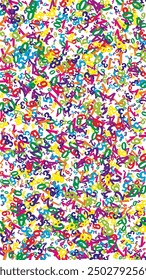 School math notebook cover. Colorful childish numbers floating in the air. Back to school mathematics banner on white background. Falling numbers vector illustration.