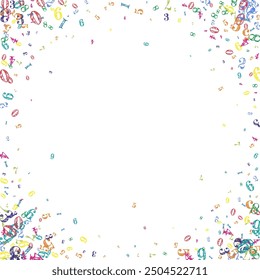 School math notebook cover. Colorful childish numbers  floating in the air. Back to school mathematics banner on white background. Falling numbers vector illustration.