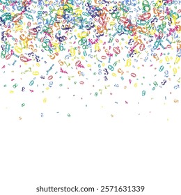 School math notebook cover. Colorful childish numbers  floating in the air. Back to school mathematics banner on white background. Falling numbers vector illustration.