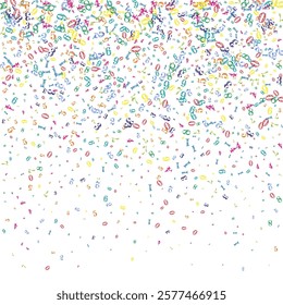 School math notebook cover. Colorful childish numbers  floating in the air. Back to school mathematics banner on white background. Falling numbers vector illustration.