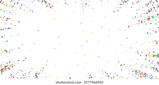 School math notebook cover. Colorful childish numbers  floating in the air. Back to school mathematics banner on white background. Falling numbers vector illustration.