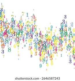 Capa de caderno de matemática da escola. Números infantis coloridos flutuando no ar. De volta à escola de matemática banner no fundo branco. Ilustração do vetor de números decrescentes.