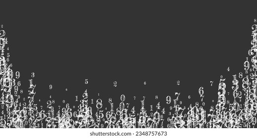 School math notebook cover. White chalk numbers  floating in the air. Back to school mathematics banner on blackboard background. Falling numbers vector illustration.