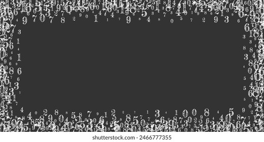 School math notebook cover. White chalk numbers  floating in the air. Back to school mathematics banner on blackboard background. Falling numbers vector illustration.