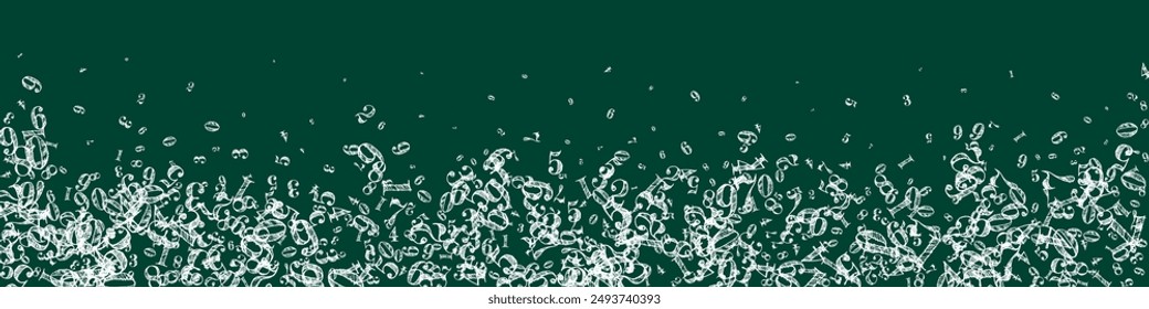School math notebook cover. White chalk numbers  floating in the air. Back to school mathematics banner on blackboard background. Falling numbers vector illustration.