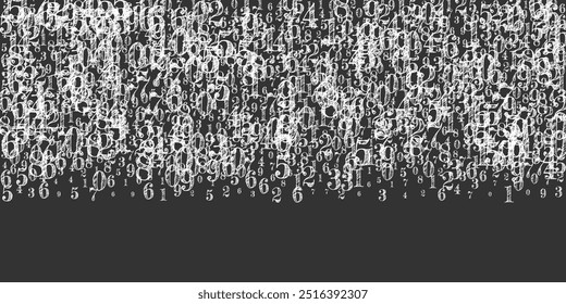 School math notebook cover. White chalk numbers  floating in the air. Back to school mathematics banner on blackboard background. Falling numbers vector illustration.