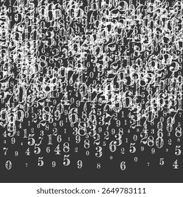 Capa de caderno de matemática da escola. Números de giz branco flutuando no ar. De volta à escola de matemática banner sobre fundo quadro-negro. Ilustração do vetor de números decrescentes.