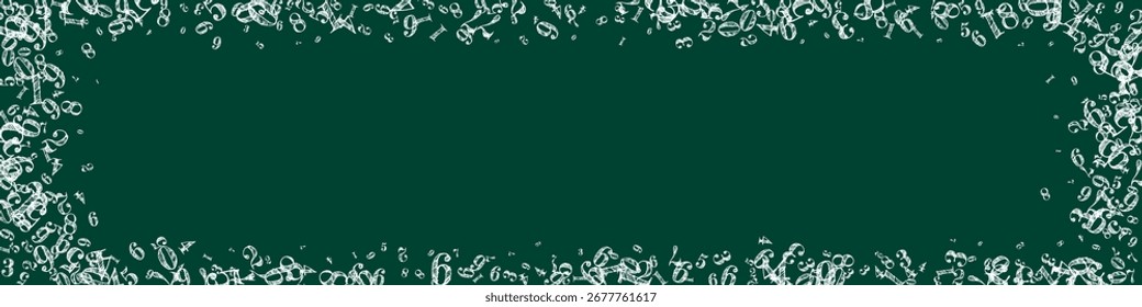 Capa de caderno de matemática da escola. Números de giz branco flutuando no ar. De volta à escola de matemática banner sobre fundo quadro-negro. Ilustração do vetor de números decrescentes.