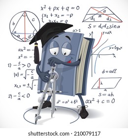 School mathematics textbook draw a circle pair of compasses on formula background