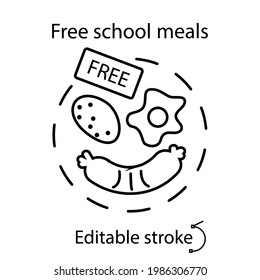 School Meal Concept Outline Concept Icon. Free And Economical Meals. Kids Menu. Customizable Linear Contour Symbol. Editable Stroke. Isolated Vector Stock Illustration