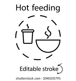 School meal concept outline concept icon. Kids menu. Hot lunches. Customizable linear contour symbol. Editable stroke. Isolated vector stock illustration