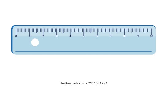 School measuring plastic ruler 10 centimeter in blue color vector design