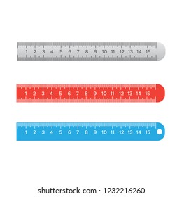School measuring rulers in centimeters and inches. Stationery ruler tool